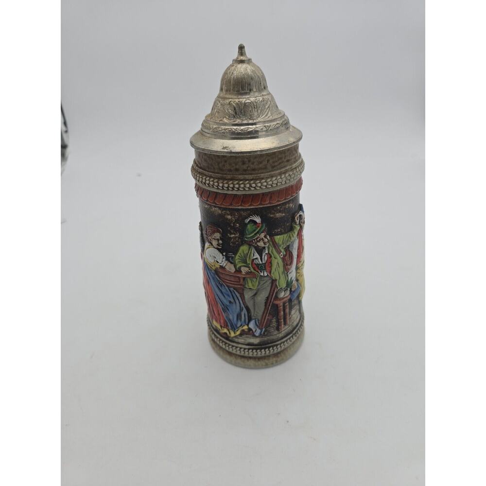 Vintage Original Gerzit Gerz German Beer Stein, metal lid, West Germany, 9½"x5"